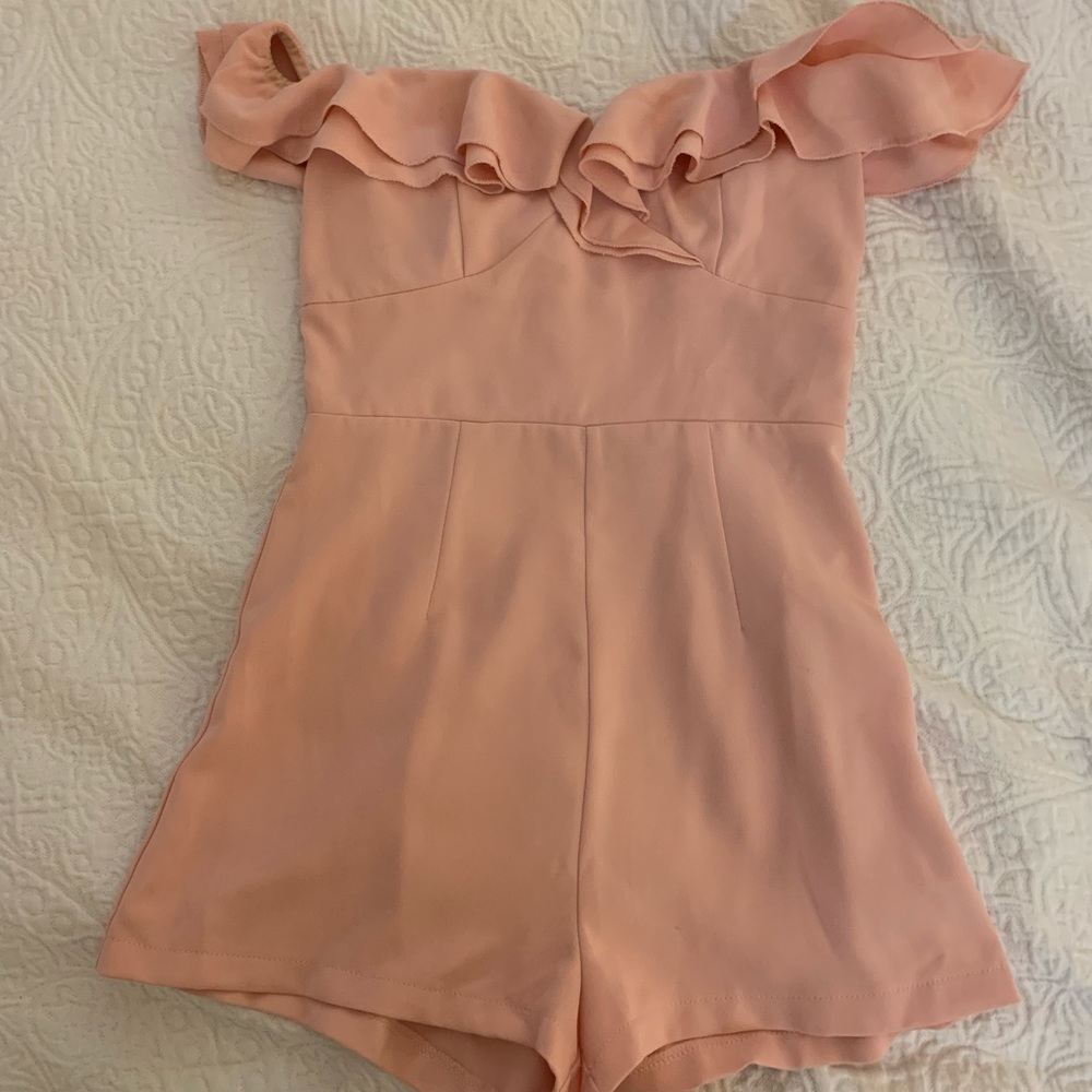 Pink Romper, off the shoulder